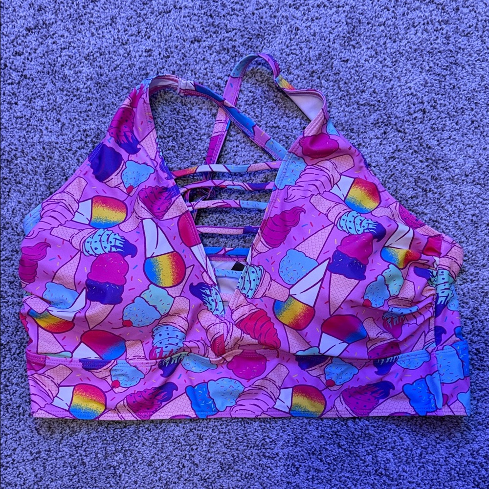 Wireless High Neck Lattice Bikini Top